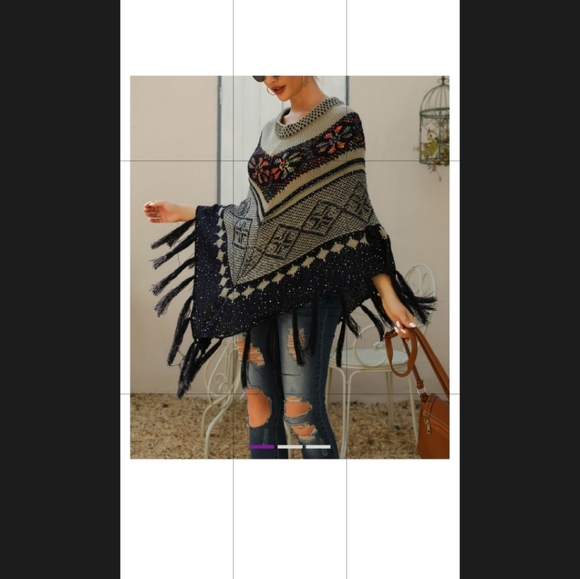 Sequin Fringe Poncho - Picture 5 of 8